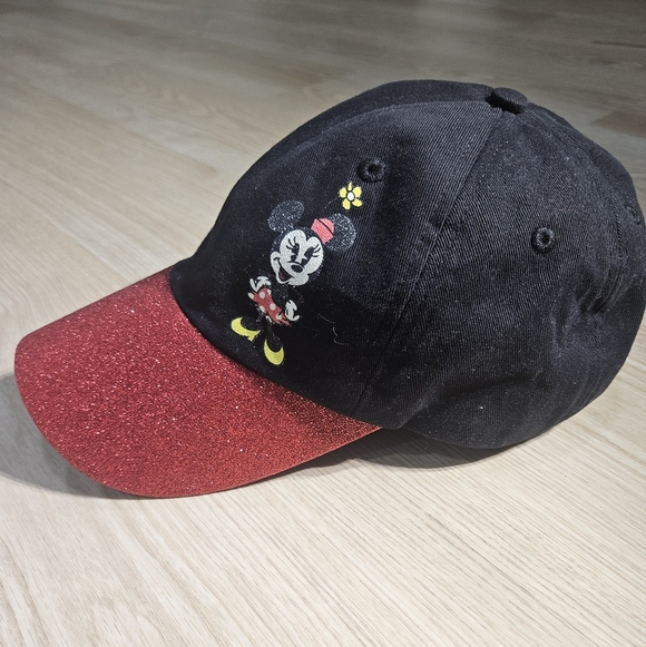 Disney Other - Minnie Mouse Disney Parks Sparkle Red and Black Youth Hat